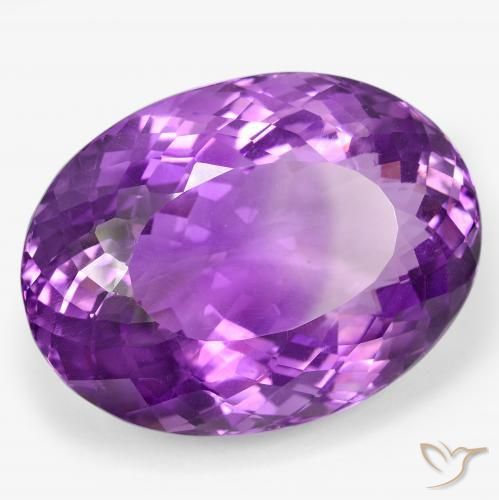 105.63 ct Violet Amethyst Stone, Natural Amethyst in Oval Portuguese-Cut Shape for Sale