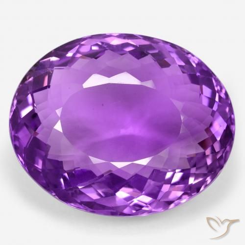 Améthyste Violet Ovale 35,8 x 29,2mm du Brésil, poids de 98,17 ct, pierre gemme naturelle Non traité de pureté vvs, 1 pièce d'améthyste oval portuguese-cut, couleur : Violet intense, dureté de Mohs de 7 convient aux bijoux de tous les jours, pierre de sagesse, Débloque le chakra de la couronne, Photo A