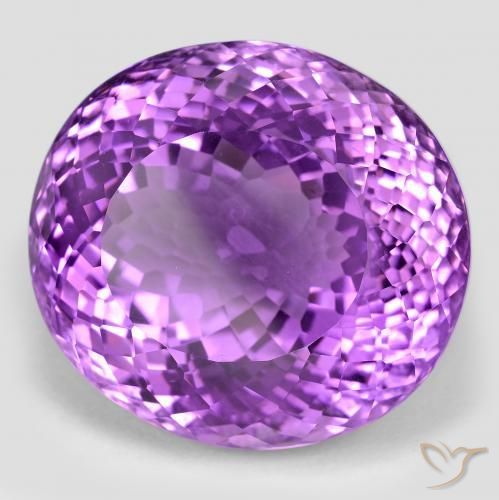 81.18 ct Violet Amethyst Stone, Natural Amethyst in Oval Portuguese-Cut Shape for Sale