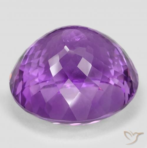 Amethyst Gemstone in 27.8 x 25.3 mm Size for Sale, Amethyst Stone in Medium Purplish Violet Color