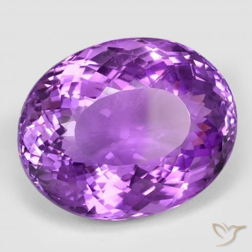 50.94 ct Violet Amethyst Stone, Natural Amethyst in Oval Portuguese-Cut Shape for Sale