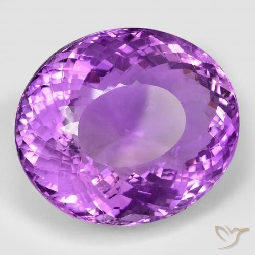 96.04 ct Violet Amethyst Stone, Natural Amethyst in Oval Portuguese-Cut Shape for Sale
