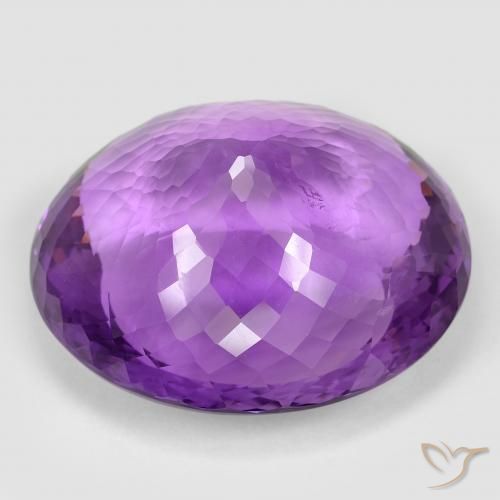 Amethyst Gemstone in 33.3 x 28.8 mm Size for Sale, Amethyst Stone in Medium Purplish Violet Color