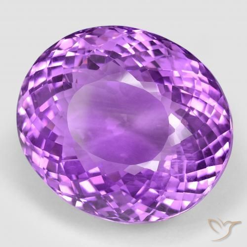 73.50 ct Violet Amethyst Stone, Natural Amethyst in Oval Portuguese-Cut Shape for Sale