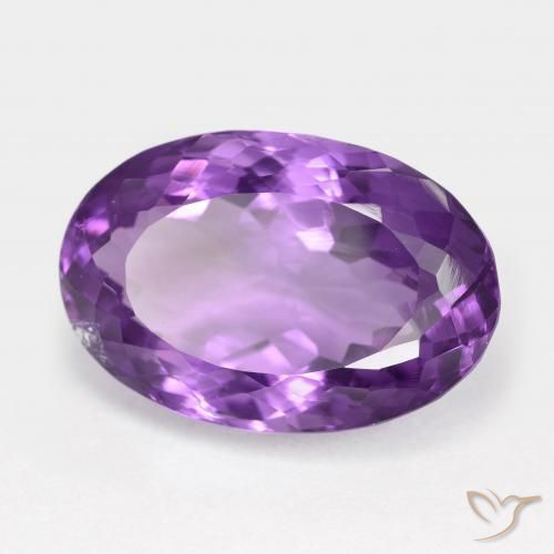 15.45 ct Violet Amethyst Stone, Natural Amethyst in Oval Facet Shape for Sale