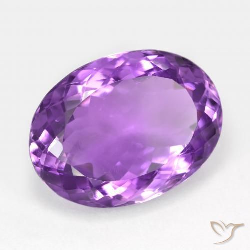15.41 ct Violet Amethyst Stone, Natural Amethyst in Oval Facet Shape for Sale