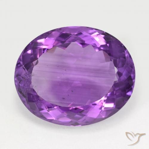 19.9 x 16.4mm Oval Facet Violet Amethyst from Brazil, Weight of 19.27ct, Natural untreated gemstone in VS Clarity, 1pc Amethyst - the Color is Vivid Violet, Mohs Hardness of 7 suitable for daily wear jewelry, Stone of the Mind, Photo A