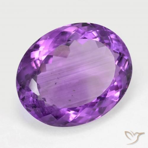 19.27 ct Violet Amethyst Stone, Natural Amethyst in Oval Facet Shape for Sale