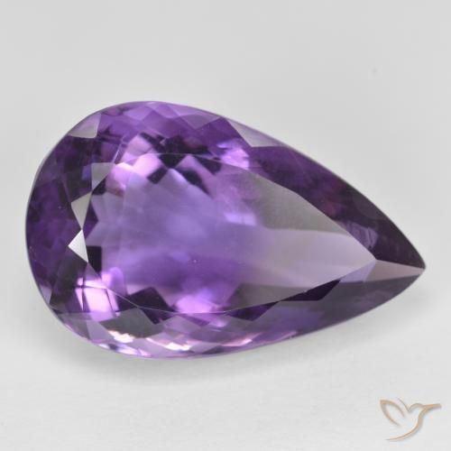 15.65 ct Violet Amethyst Stone, Natural Amethyst in Pear Facet Shape for Sale