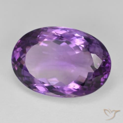 14.30 ct Violet Amethyst Stone, Natural Amethyst in Oval Facet Shape for Sale