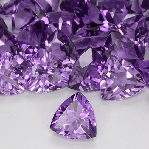 2.12 ct Violet Amethyst Stone, Natural Amethyst in Trillion Facet Shape for Sale