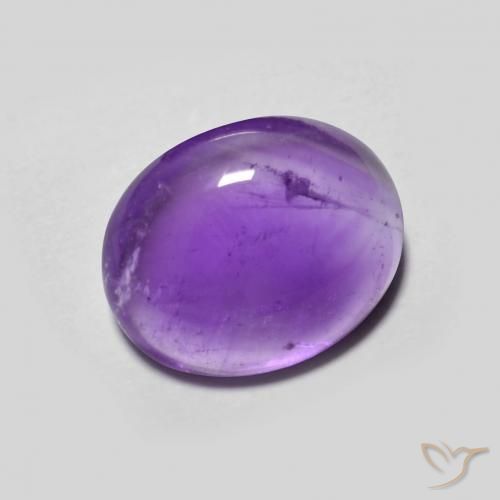 3.21 ct Violet Amethyst Stone, Natural Amethyst in Oval Cabochon Shape for Sale