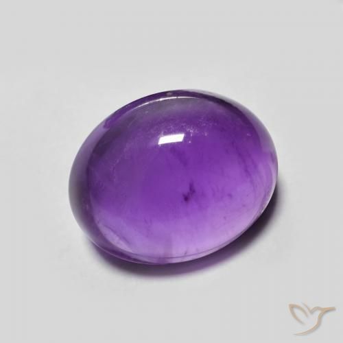 3.69 ct Violet Amethyst Stone, Natural Amethyst in Oval Cabochon Shape for Sale