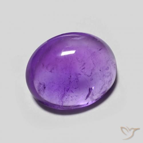 3.46 ct Violet Amethyst Stone, Natural Amethyst in Oval Cabochon Shape for Sale