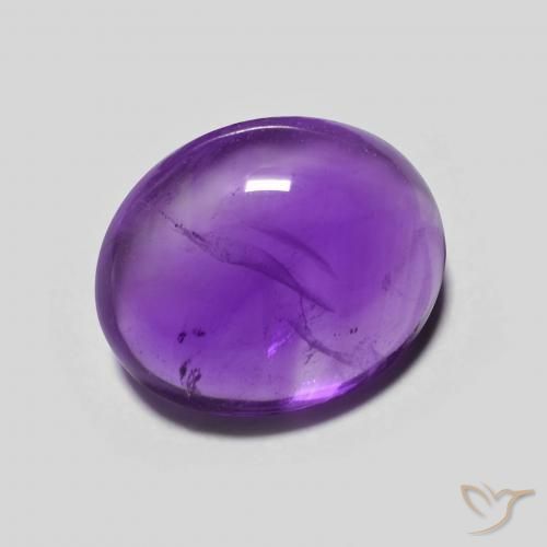 3.61 ct Violet Amethyst Stone, Natural Amethyst in Oval Cabochon Shape for Sale