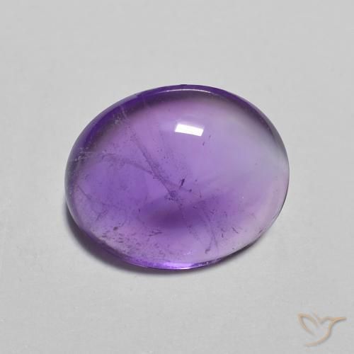 2.51 ct Violet Amethyst Stone, Natural Amethyst in Oval Cabochon Shape for Sale