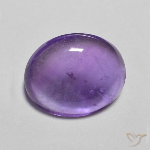 3.55 ct Violet Amethyst Stone, Natural Amethyst in Oval Cabochon Shape for Sale