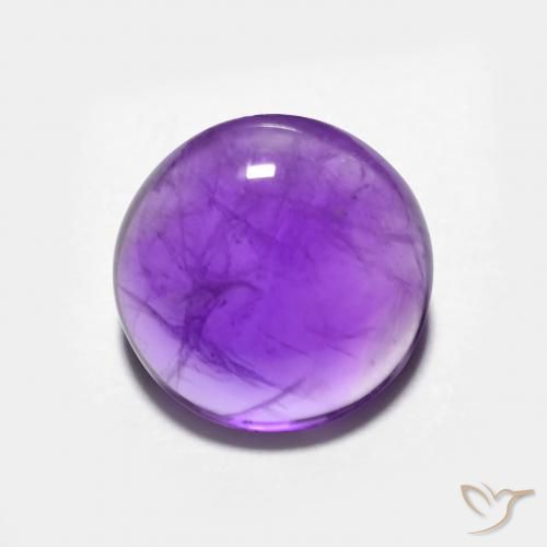 8,9mm violetter Amethyst im Rund Cabochon aus Brasilien, Gewicht 2,56 ct, Garantiert echter Edelstein in Transparent Reinheit, 1 Stück Amethyst - die Farbe ist Intensives Violett, Mohs-Härte von 7 Geeignet für den täglichen Gebrauch im Schmuck, Februar Geburtsstein, Photo A