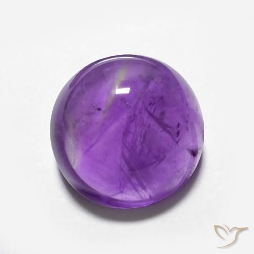 3.67 ct Violet Amethyst Stone, Natural Amethyst in Round Cabochon Shape for Sale
