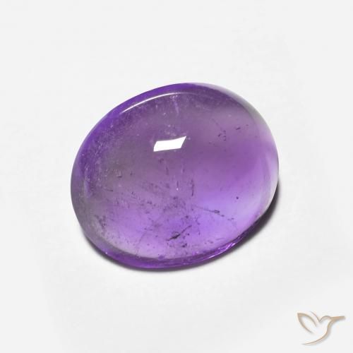 3.36 ct Violet Amethyst Stone, Natural Amethyst in Oval Cabochon Shape for Sale