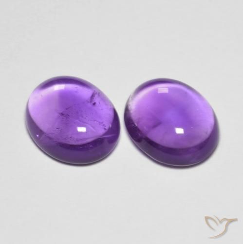 6.84 ctw Violet Amethyst Stones, Natural Amethyst in Oval Cabochon Shape for Sale