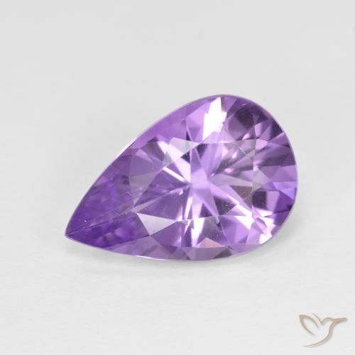 3.15 ct Violet Amethyst Stone, Natural Amethyst in Pear Facet Shape for Sale