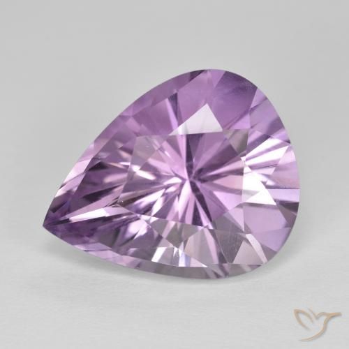 7.77ct Natural Light Grayish Violet Amethyst, Pear Shape, VVS