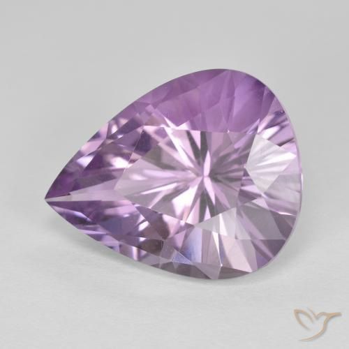 7.77 ct Violet Amethyst Stone, Natural Amethyst in Pear Facet Shape for Sale