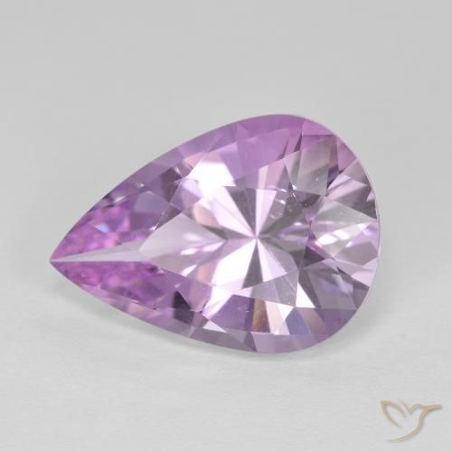 5.33 ct Violet Amethyst Stone, Natural Amethyst in Pear Facet Shape for Sale