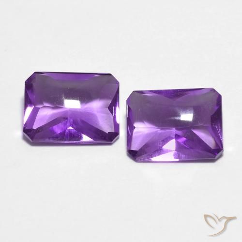 2.54ctw Natural Medium Dark-Violet Amethyst, Emerald Cut, Transparent