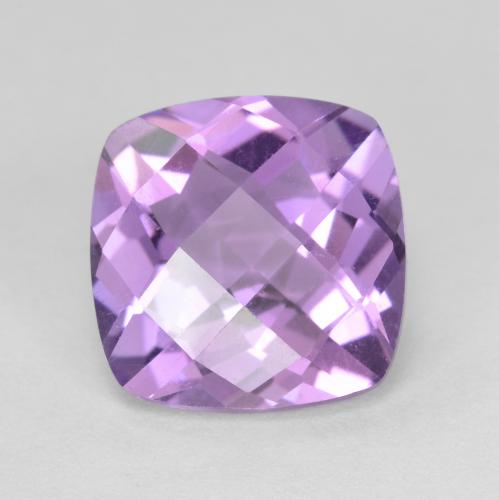 5.14ct Cushion Checkerboard Violet Amethyst from Brazil, Dimension 11.2 x 11.2mm, Natural untreated Gemstone, VVS Clarity, 1 piece Amethyst in Light-medium Violet Color, Mohs Hardness of 7 suitable for daily wear jewelry, Symbolizes Calming and Soothing, Photo A