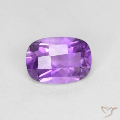 0.81 ct Violet Amethyst Stone, Natural Amethyst in Cushion Checkerboard Shape for Sale