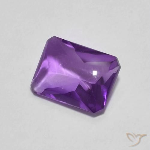 1.38 ct Violet Amethyst Stone, Natural Amethyst in Octagon Buff-Top Shape for Sale