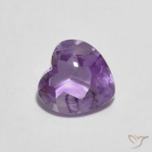 0.88 ct Violet Amethyst Stone, Natural Amethyst in Heart Buff-Top Shape for Sale