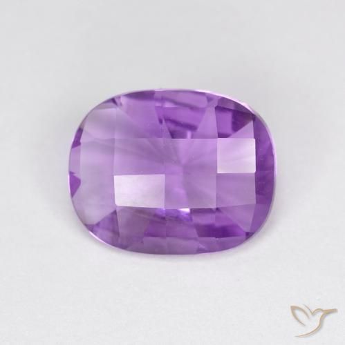 2.22 ct Violet Amethyst Stone, Natural Amethyst in Cushion Mixed Cut Shape for Sale