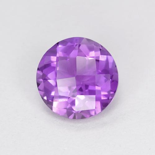 0.87ct Round Checkerboard Violet Amethyst from Brazil, Dimension 6.5mm, VVS Clarity, Natural untreated gemstone, 1pc Amethyst in Medium Purplish Violet Color, Mohs Hardness of 7 suitable for daily wear jewelry, Year of the Dragon Gemstone, Photo A