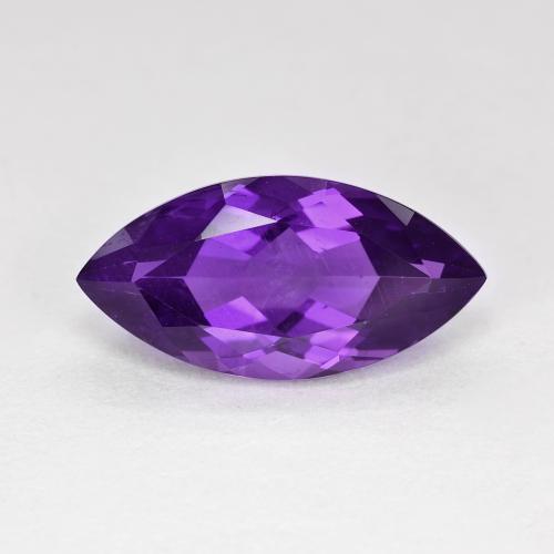 16.2 x 8.1mm Marquise Violet Amethyst from Brazil, Weight of 4.1ct, Natural untreated Gemstone in VS Clarity, 1pc Marquise Facet Amethyst - Color: Deep Violet, Mohs Hardness of 7 suitable for daily wear jewelry, February Birthstone, Photo A