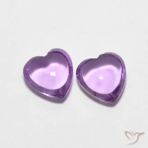 1.74 ctw Violet Amethyst Stones, Natural Amethyst in Heart Cabochon Shape for Sale