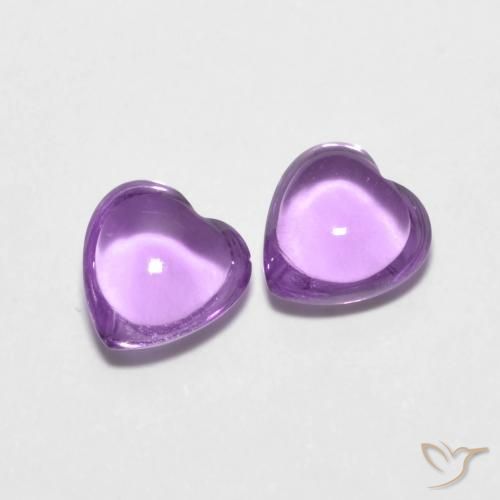 1.69 ctw Violet Amethyst Stones, Natural Amethyst in Heart Cabochon Shape for Sale