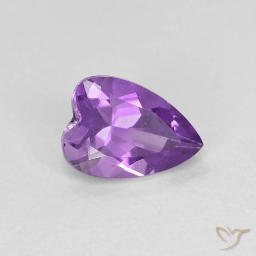 6,9 x 5,1mm herzschliff violetter Amethyst aus Brasilien, Gewicht 0,69 ct, 1 Stück Amethyst - Farbe: Intensives Violett, natürlicher Edelstein in VVS Reinheit, Mohs-Härte von 7 Geeignet für den täglichen Gebrauch im Schmuck, Fische Sternzeichen, Photo A