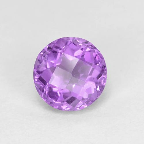 1ct Round Checkerboard Violet Amethyst from Brazil, Dimension 6.4mm, VVS Clarity, Natural untreated gemstone, 1pc Amethyst in Vivid Violet Color, Mohs Hardness of 7 suitable for daily wear jewelry, Stone of the Mind, Photo A