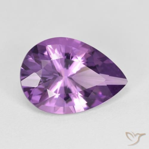 4.47ct Natural Light-Medium Violet Amethyst, Pear Shape, VVS