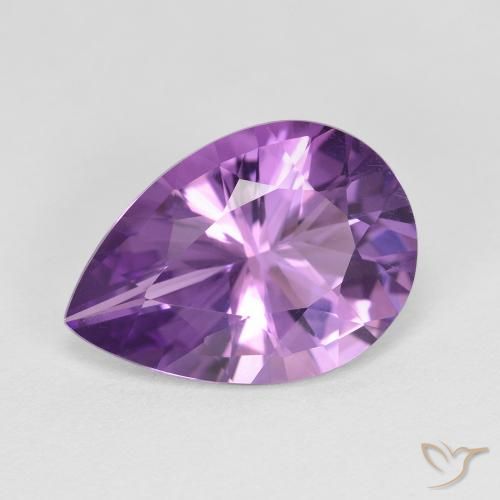 4.47 ct Violet Amethyst Stone, Natural Amethyst in Pear Facet Shape for Sale