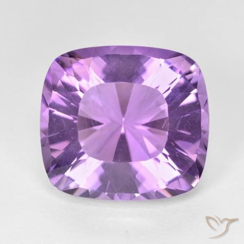 8.55ct Cushion Medium Pinkish Violet Amethyst from Brazil, Dimension 13.9 x 12.7mm, Natural untreated Gemstone, VVS Clarity, 1pc Cushion-cut Amethyst, Mohs Hardness of 7 suitable for daily wear jewelry, February Birthstone, Photo A