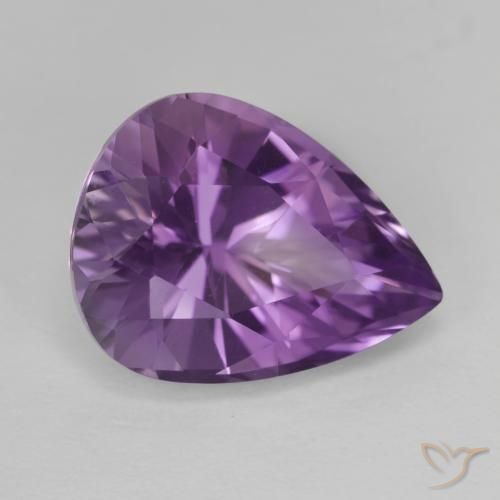 4.74 ct Violet Amethyst Stone, Natural Amethyst in Pear Facet Shape for Sale