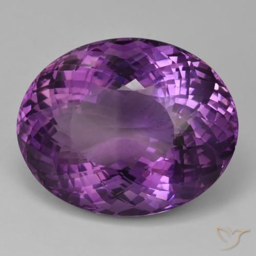 95.20 ct Violet Amethyst Stone, Natural Amethyst in Oval Portuguese-Cut Shape for Sale
