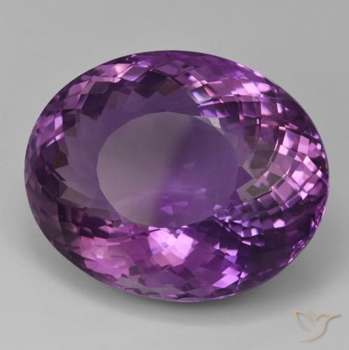 98.10 ct Violet Amethyst Stone, Natural Amethyst in Oval Portuguese-Cut Shape for Sale