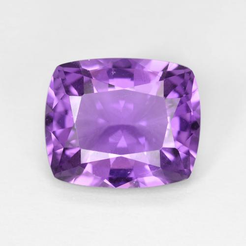 10.7 x 8.9mm Cushion-cut Violet Amethyst from Brazil, Weight of 3.15ct, Natural untreated gemstone in VVS-VS Clarity, 1pc Amethyst - the Color is Intense Violet, Mohs Hardness of 7 suitable for daily wear jewelry, Year of the Dragon Gemstone, Photo A