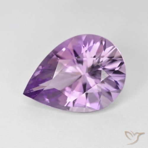7.30 ct Violet Amethyst Stone, Natural Amethyst in Pear Facet Shape for Sale