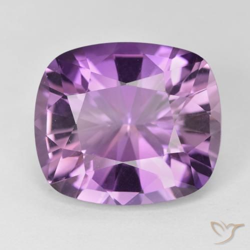15.6 x 13.6mm Cushion Violet Amethyst from Brazil, Weight of 10.07ct, Natural untreated Gemstone in VVS Clarity, 1pc Cushion-cut Amethyst - Color: Light-medium Violet, Mohs Hardness of 7 suitable for daily wear jewelry, Stone of the Mind, Photo A